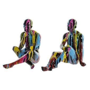 Dekorativ figur DKD Home Decor 25,5 x 14 x 21,5 cm Sort Multifarvet (2 enheder)