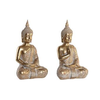 Dekorativ figur DKD Home Decor Gylden Buddha Harpiks Orientalsk (13,4 x 10,3 x 24,3 cm) (2 enheder)