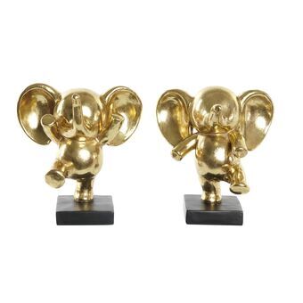 Dekorativ figur DKD Home Decor 19 x 14 x 20,5 cm Elefant Sort Gylden (2 enheder)