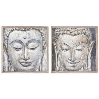 Maleri DKD Home Decor Buddha Orientalsk (60 x 3 x 60 cm) (2 enheder)