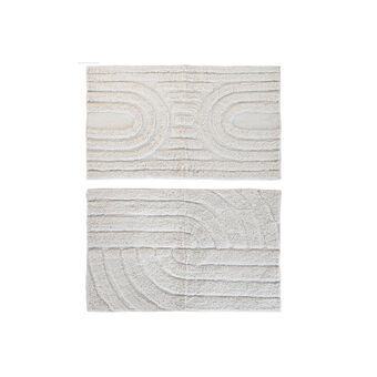 Bademåtte DKD Home Decor Abstrakt Hvid (2 enheder) (50 x 80 x 1 cm)