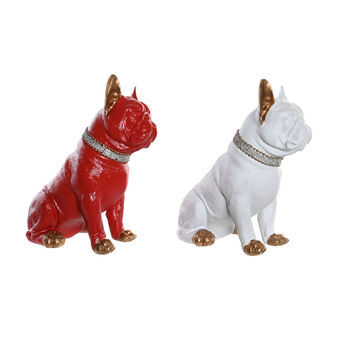 Dekorativ figur DKD Home Decor Rød Bulldog Hvid Harpiks (26 x 15 x 28,5 cm) (2 enheder)