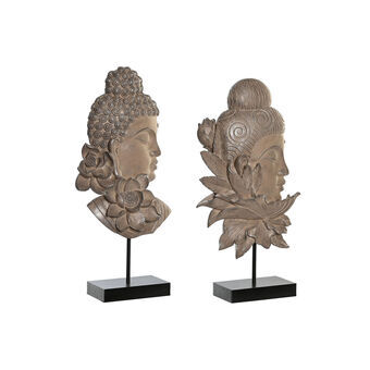 Dekorativ figur DKD Home Decor 23 x 8 x 42 cm Sort Brun Buddha Orientalsk (2 enheder)