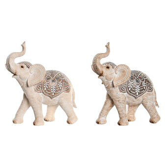 Dekorativ figur DKD Home Decor 22 x 10 x 25,5 cm Elefant Beige Brun Kolonistil (2 enheder)