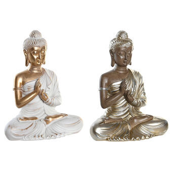 Dekorativ figur DKD Home Decor Sølvfarvet Gylden Buddha Harpiks Orientalsk (20 x 12,3 x 25,5 cm) (2 enheder)
