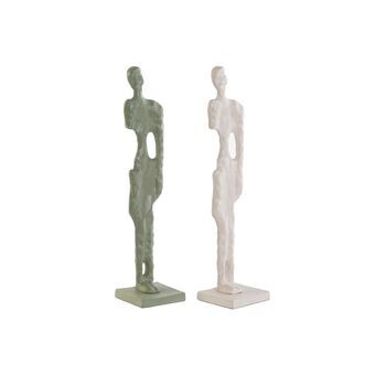 Dekorativ figur DKD Home Decor Hvid Grøn 9 x 9 x 40 cm (2 enheder)