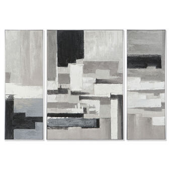 Sæt med 3 malerier DKD Home Decor Abstrakt Moderne 140 x 3,5 x 100 cm