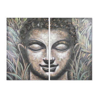 Sæt med 2 malerier Home ESPRIT Buddha Orientalsk 160 x 3 x 120 cm