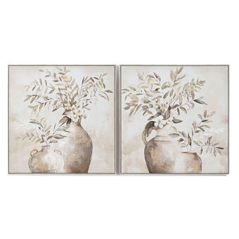 Maleri Home ESPRIT Vase Traditionel 82 x 4,5 x 82 cm (2 enheder)