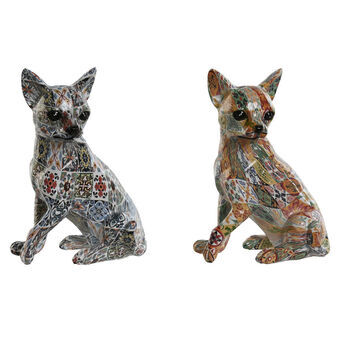 Dekorativ figur Home ESPRIT Multifarvet Hund Middelhavet 12 x 10 x 16 cm (2 enheder)