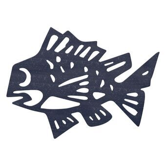Maleri Fisk Metal Marineblå 36 x 26 cm