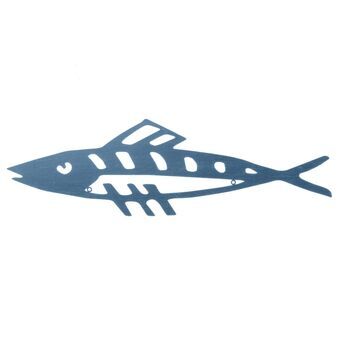 Maleri Fisk 74 x 22,5 cm Blå Metal