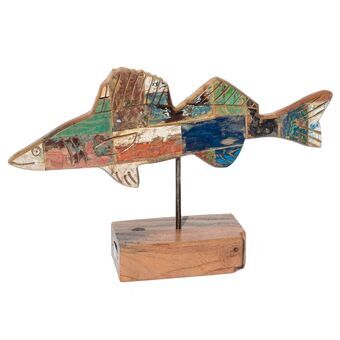 Dekorativ figur Calypso Fisk 51 x 11 x 28 cm Teak Multifarvet