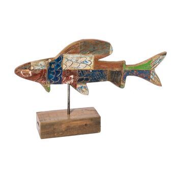 Dekorativ figur Calypso Fisk 51 x 13 x 28 cm Teak Multifarvet