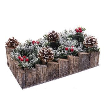 Julelys Holder Hvid Rød Grøn Natur Træ Krystal Plastik 30 x 15 cm