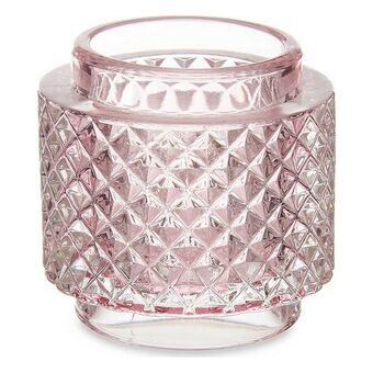 Lyseholder Pink Glas (9 x 8,8 x 9 cm)