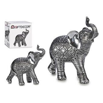 Elefant Sølv Harpiks Sølv (7 x 20 x 18 cm)
