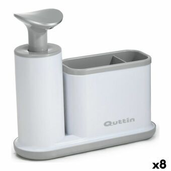2-i-1 sæbedispenser til håndvasken Quttin Hvid Grå 21,5 x 8 x 20 cm (8 enheder)