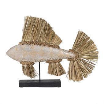 Dekorativ figur Hvid Brun Natur Fisk 70 x 12 x 53 cm