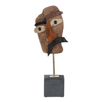 Skulptur Maske Brun Sort 18 x 11 x 48,5 cm