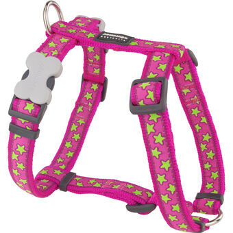 Hundesele Red Dingo STYLE STARS LIME ON HOT PINK 45-66 cm 36-59 cm