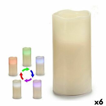 Stearinlys LED Flødefarvet Plastik Voks (7,5 x 14,8 x 7,5 cm) (6 enheder)