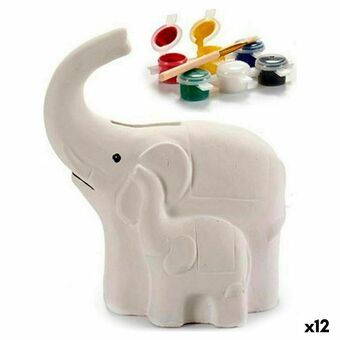 Sparegris Elefant Keramik Hvid (8,3 x 14 x 12 cm) (12 enheder)