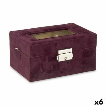 Watch Box Metal Fløjl Bourgogne (16 x 8,5 x 11 cm) (6 enheder)
