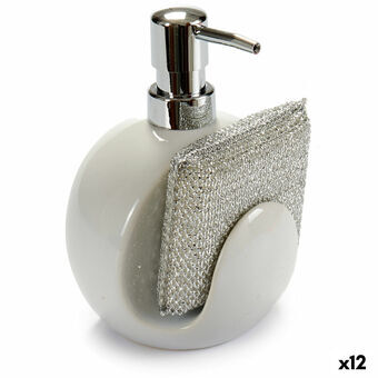 2-i-1 sæbedispenser til håndvasken Hvid Keramik 400 ml 9,5 x 15,5 x 11,5 cm (12 enheder)