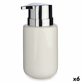 Sæbedispenser Hvid Sølvfarvet Metal Keramik 300 ml (6 enheder)