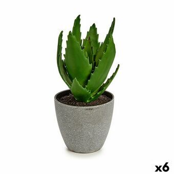Dekorativ plante Aloe Vera 14 x 21 x 14 cm Grå Grøn Plastik (6 enheder)