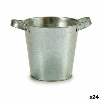 Urtepotte Spand Sølvfarvet Zink 20 x 14 x 16,2 cm (24 enheder)
