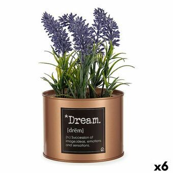Dekorativ plante Lavendel Dåse Lilla Metal Kobber Grøn Plastik 10 x 18 x 10 cm (6 enheder)