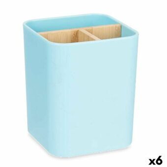 Tandbørsteholder Blå Bambus polypropylen 9 x 11 x 9 cm (6 enheder)