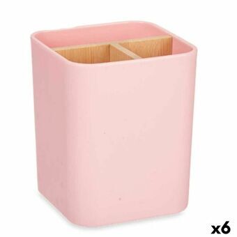 Tandbørsteholder Pink Bambus polypropylen 9 x 11 x 9 cm (6 enheder)