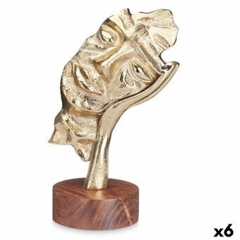Dekorativ figur Ansigt Gylden Træ Metal 16,5 x 26,5 x 11 cm