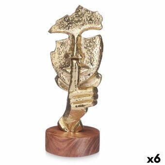 Dekorativ figur Ansigt Gylden Træ Metal 12 x 29 x 11 cm