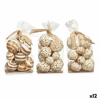 Set of Decorative Balls Hvid Brun (12 enheder)