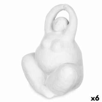 Dekorativ figur Hvid Dolomite 14 x 18 x 11 cm (6 enheder) Dame Yoga