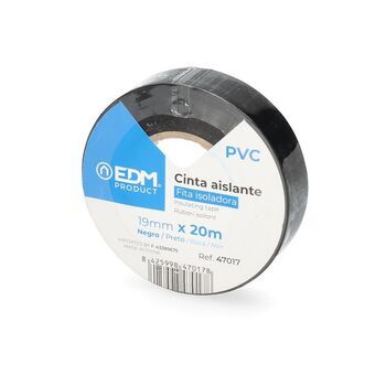 Isoleringstape EDM Sort PVC (20 m x 19 mm)