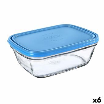 Rektangulær madkasse med Låg Duralex Freshbox 1,7 L Blå (6 enheder)