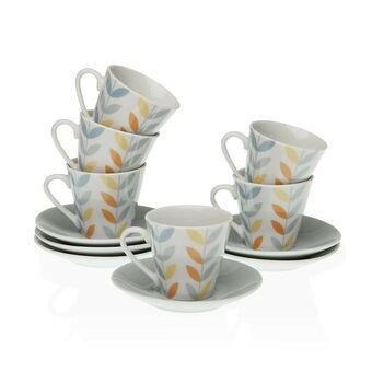 Set med kopper og underkopper Versa Erin Kaffe Porcelæn (12 Dele)