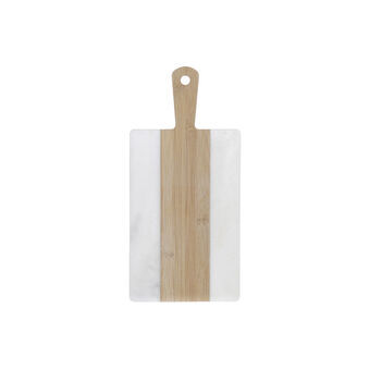 Skærebræt DKD Home Decor Hvid Natur Bambus Marmor Plastik Rektangulær 38 x 18 x 1 cm