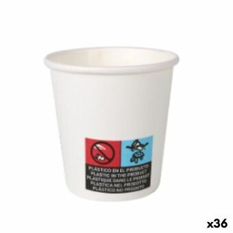Glassæt Algon Pap Engangsanvendelse Hvid 36 Enheder 80 ml (30 Dele)
