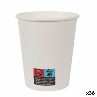 Glassæt Algon Pap Engangsanvendelse Hvid 200 ml 36 Enheder (25 Dele)