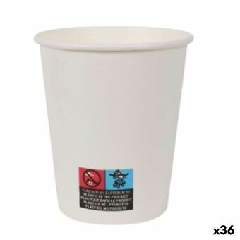 Glassæt Algon Pap Engangsanvendelse Hvid 250 ml 36 Enheder (15 Dele)