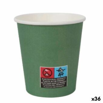 Glassæt Algon Pap Engangsanvendelse 200 ml Grøn 36 Enheder (24 Dele)