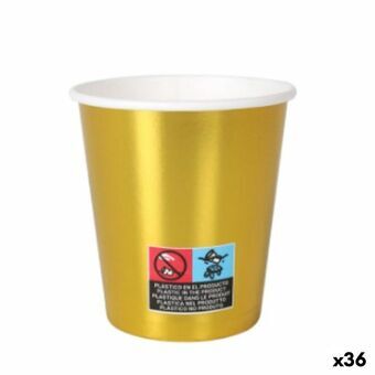 Glassæt Algon Pap Engangsanvendelse Gylden 36 Enheder 200 ml (10 Dele)