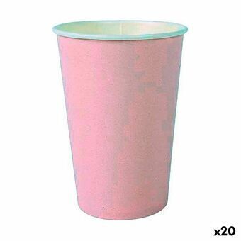 Glassæt Algon Engangsanvendelse Pap Pink 20 Dele 220 ml (20 enheder)