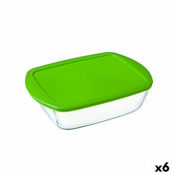 Rektangulær madkasse med Låg Pyrex Cook & Store Grøn 1,1 L 23 x 15 x 7 cm Silikone Glas (6 enheder)